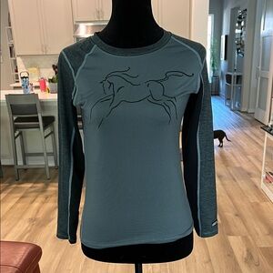 Gray and Black Long Sleeve Shirt with Horse Design
